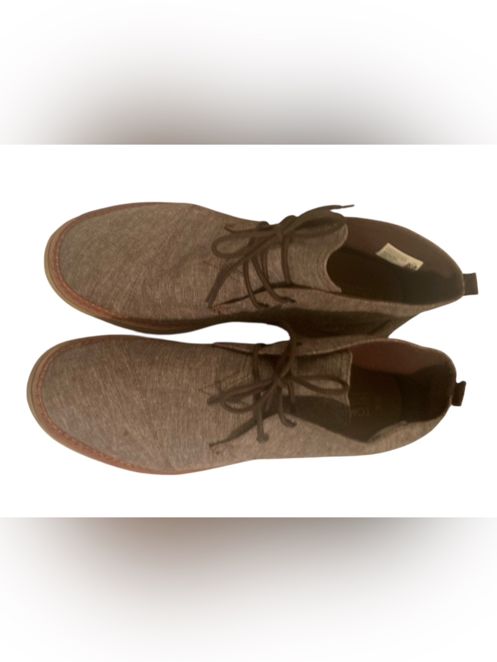 TOMS Mateo Chukka Brown Chambray Canvas Lace Up Boots Sz 13 - Picture 7 of 10